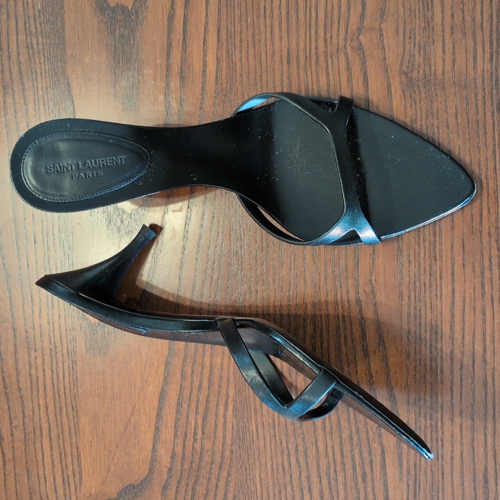 Seeking These 41 Or 42 Saint Laurent Carla 60mm Mules Black Or BrowStrappy Heels